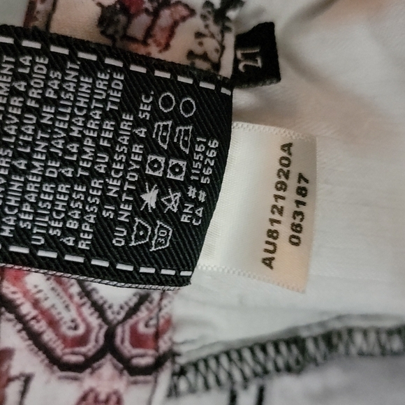 7FAMK Paisley Midrise Skinny Jeans Size 27 Pink Red - Picture 5 of 5